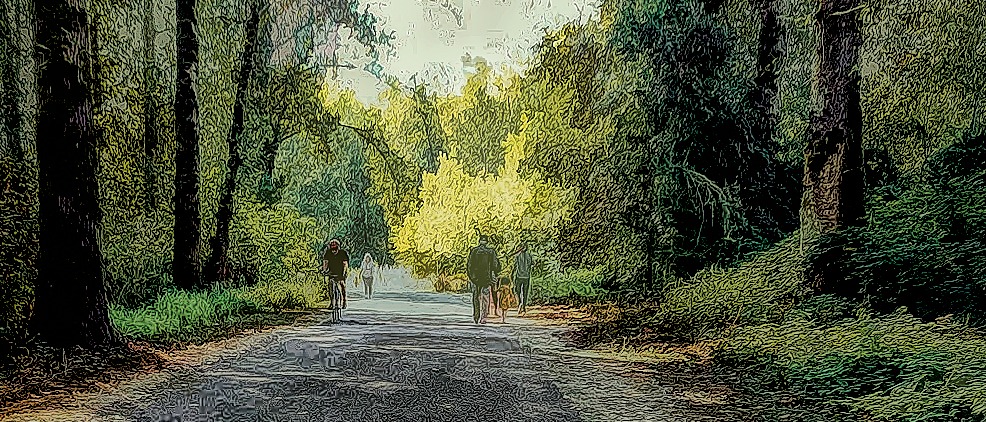 Walkers on the Sammamish River Trail near Bothell, Washington