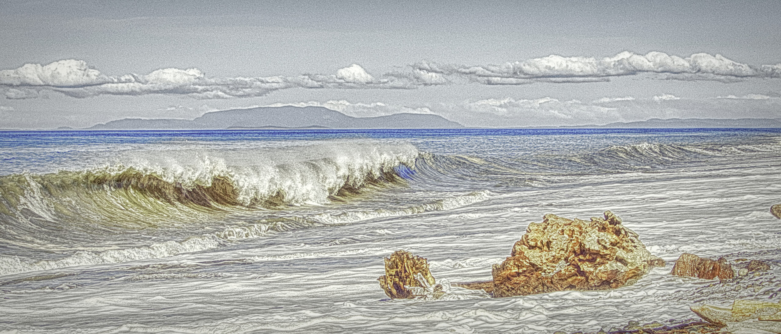 Wave breaking at Dugeness Spit near Sequim, Washington