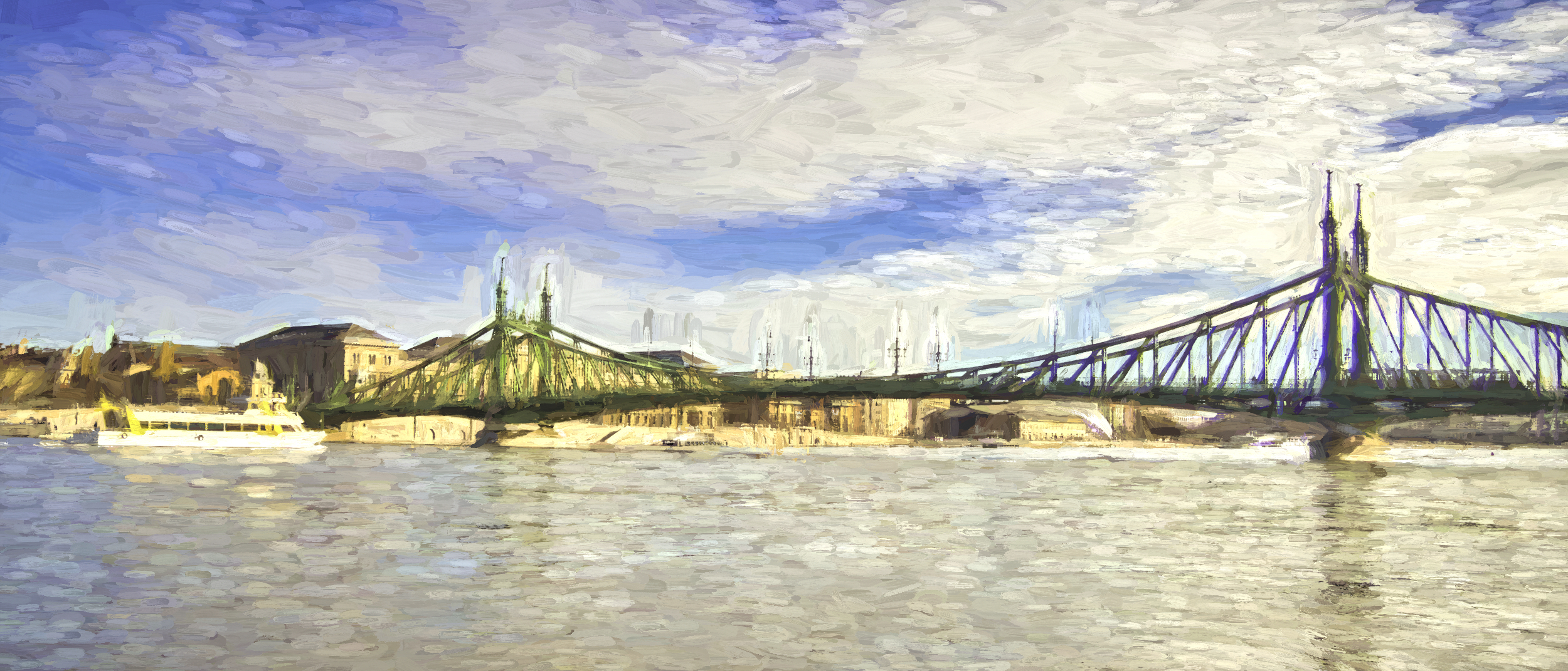 Liberty Bridge across the Danube River in Budapest, Hungary