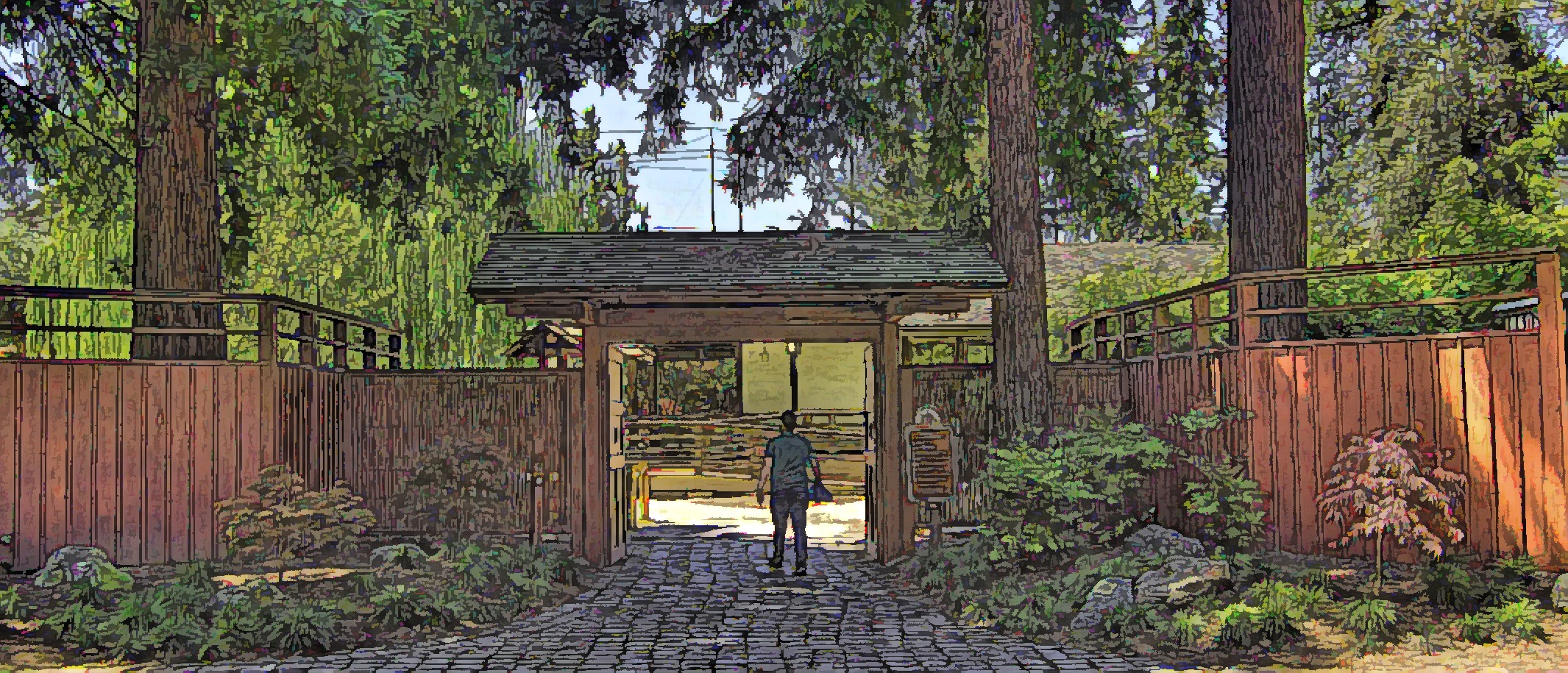 Man entering the Japanese Friendship Garden in San Jose, California