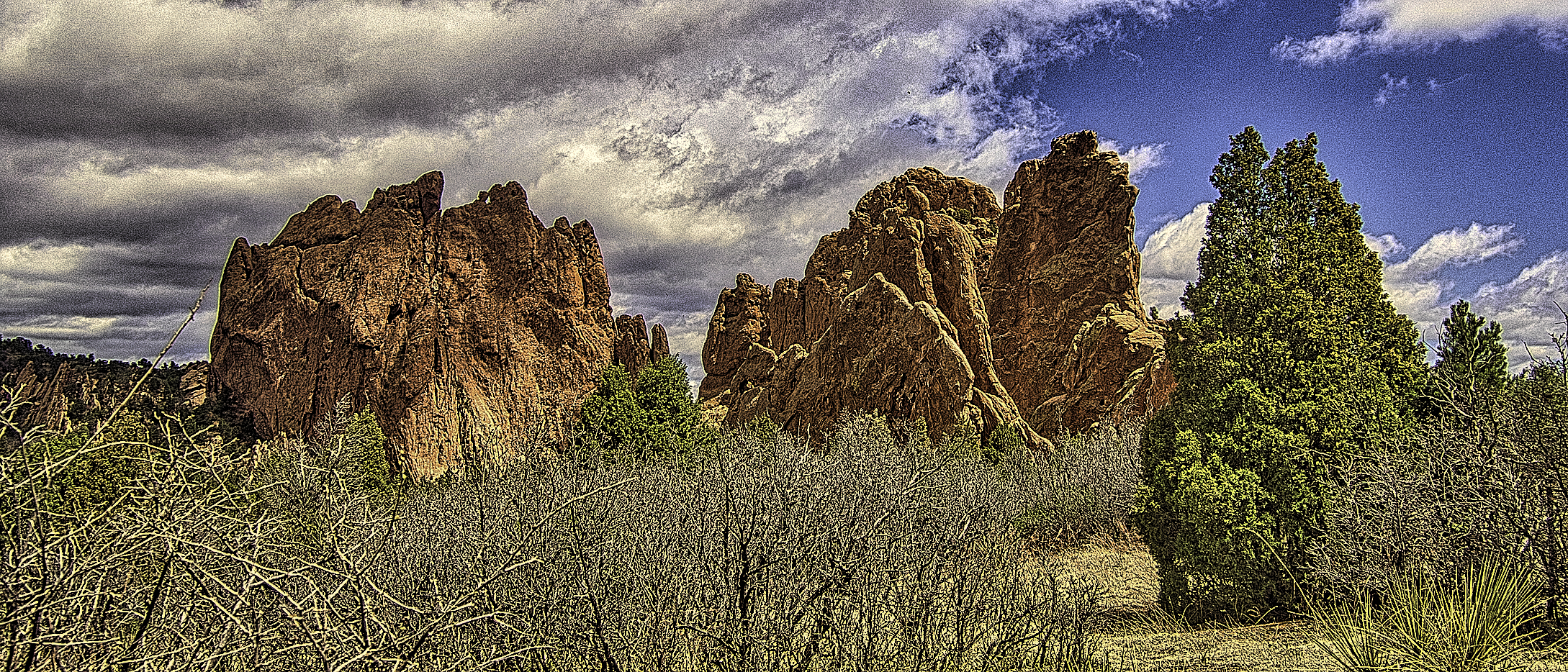 Two large rock formations at Garden of the Gods in Colorado Sprigs, Colorado