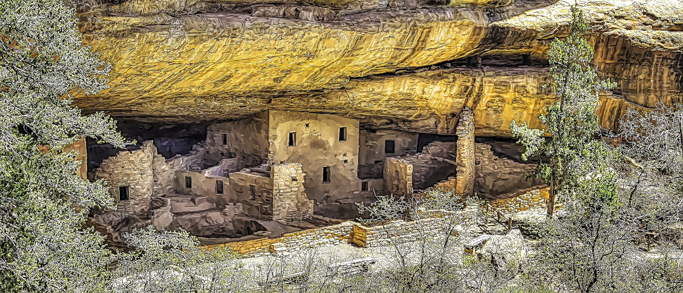 Rooms in a cave at Mesa Verde National Park in Colorado