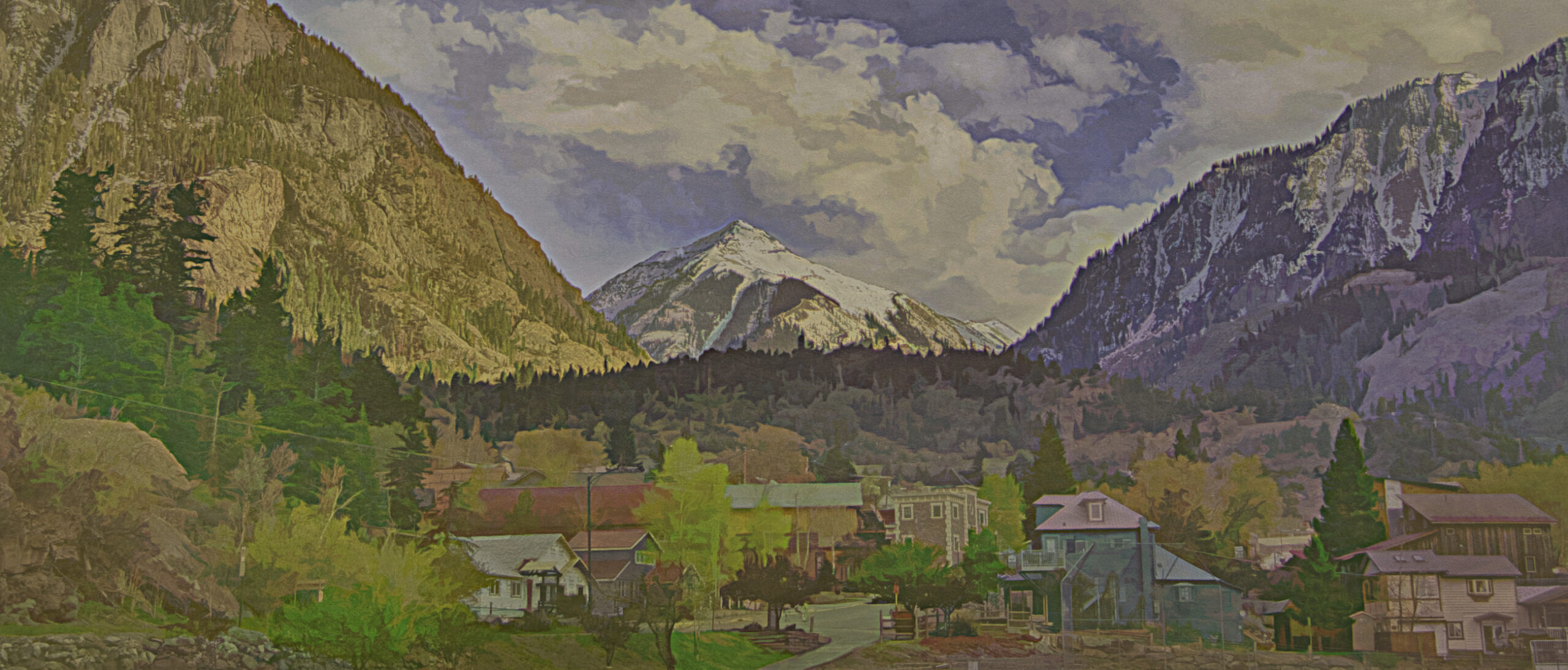 Looking to Ouray, Colorado and the mountain peak beyond.