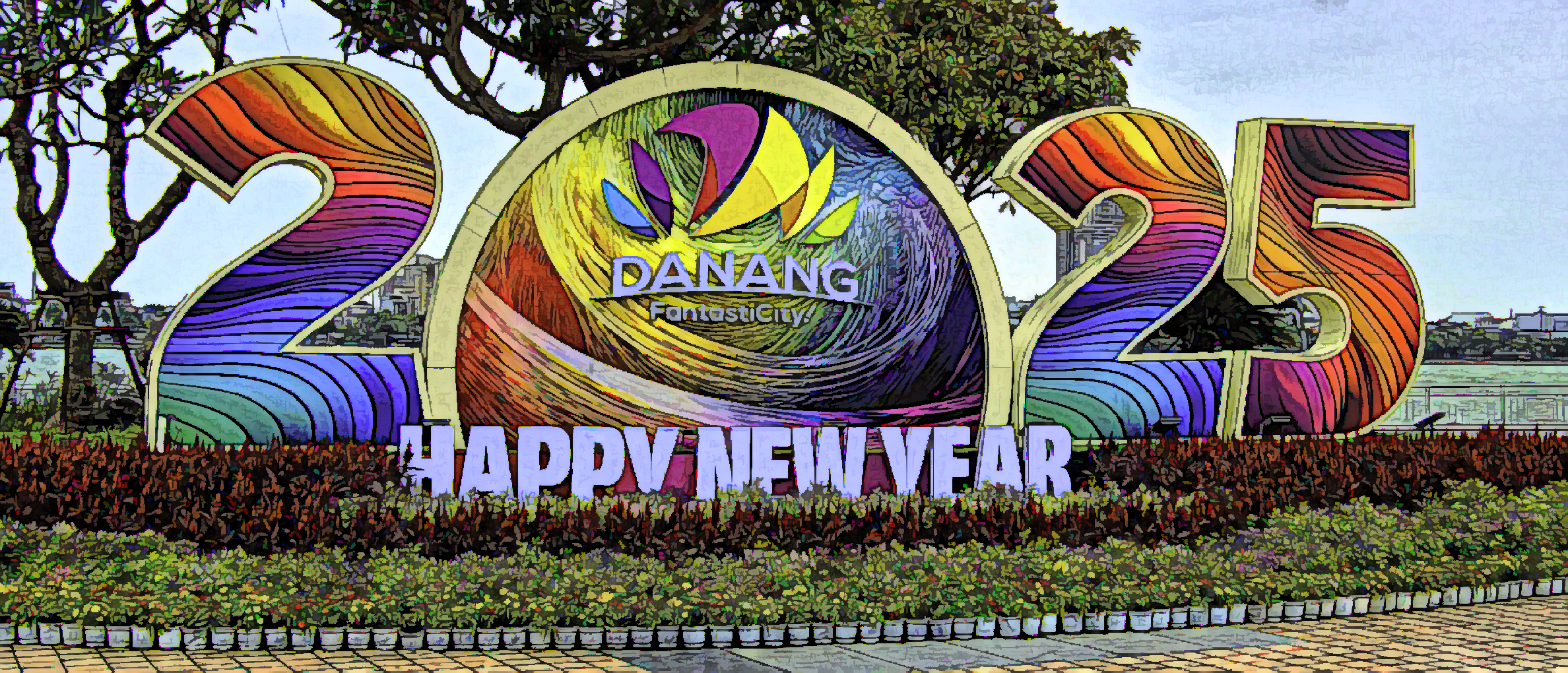 2025 New Year sign in Danang, Vietnam