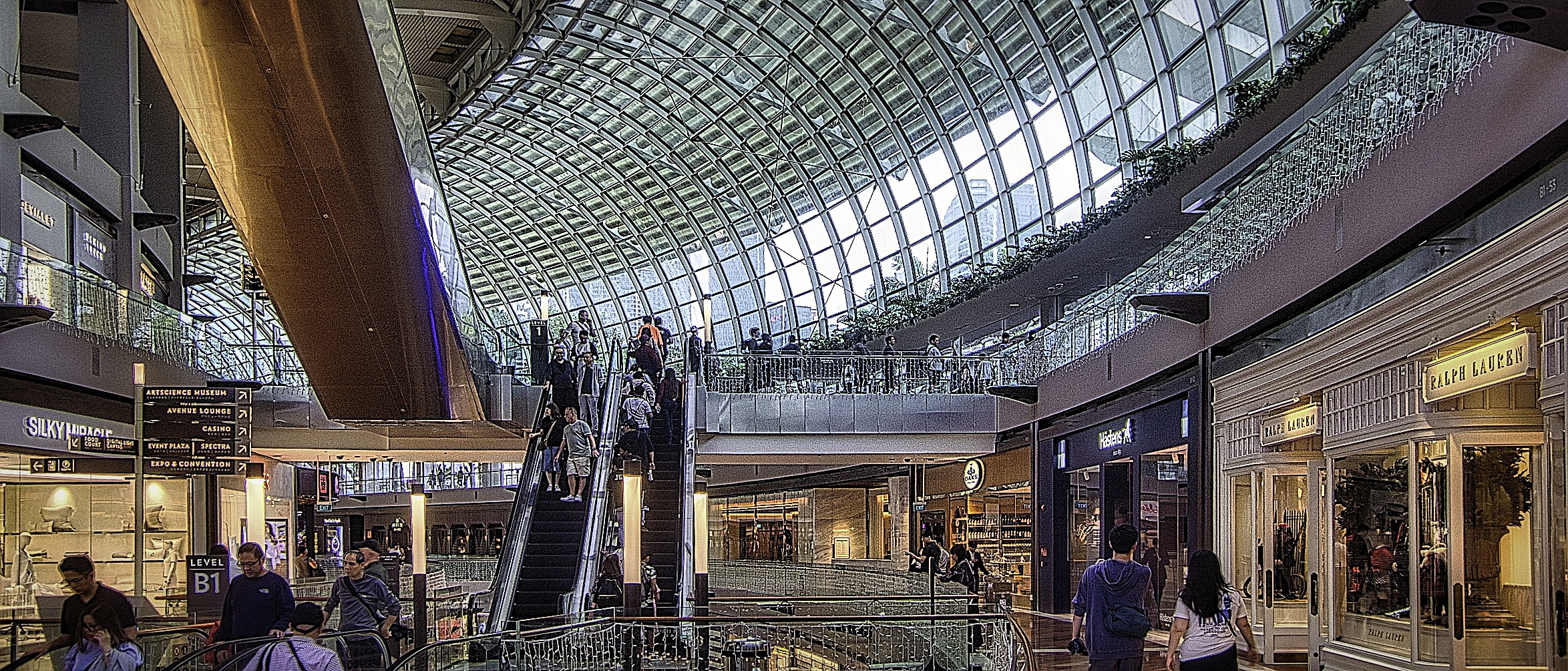 Escalator in the Shoppes at Marina Bay in Singapore