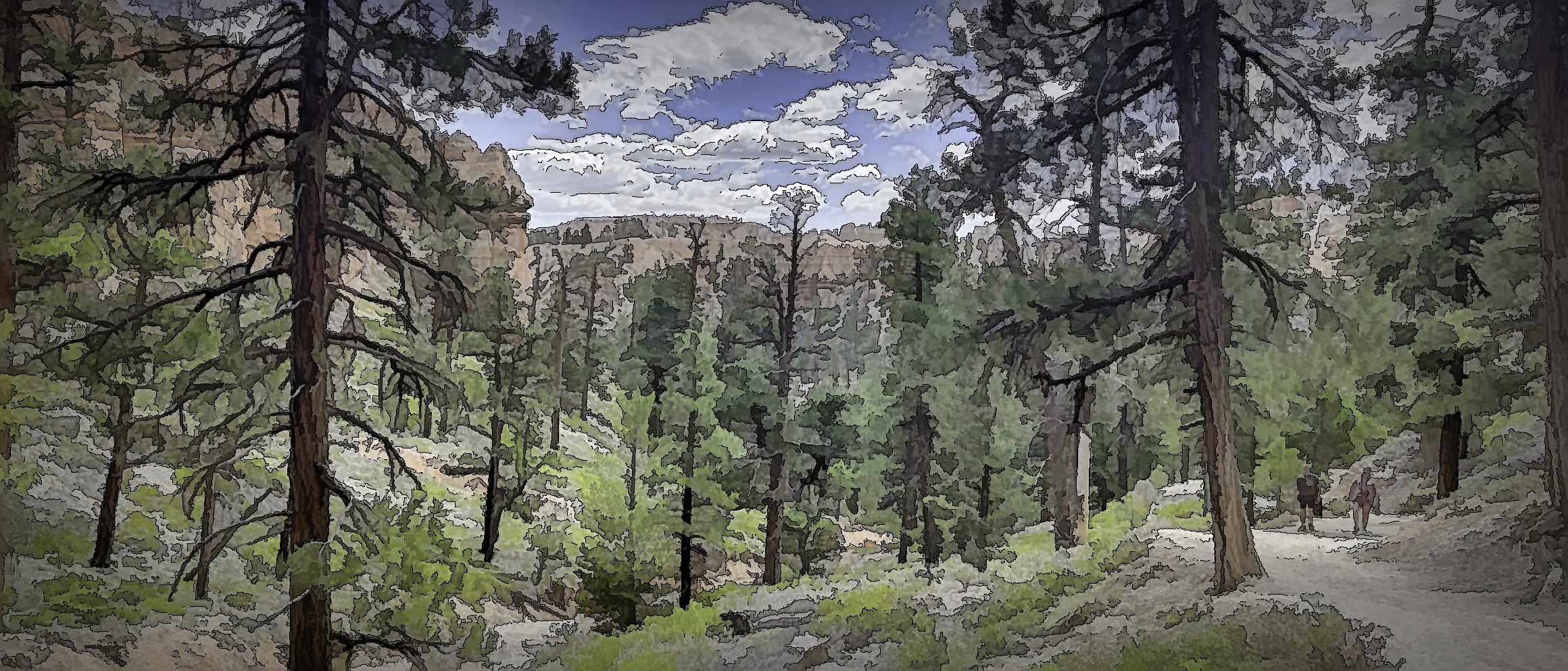 Couple walking the Navajo Trail in Bryce Canyon National Park in Utah