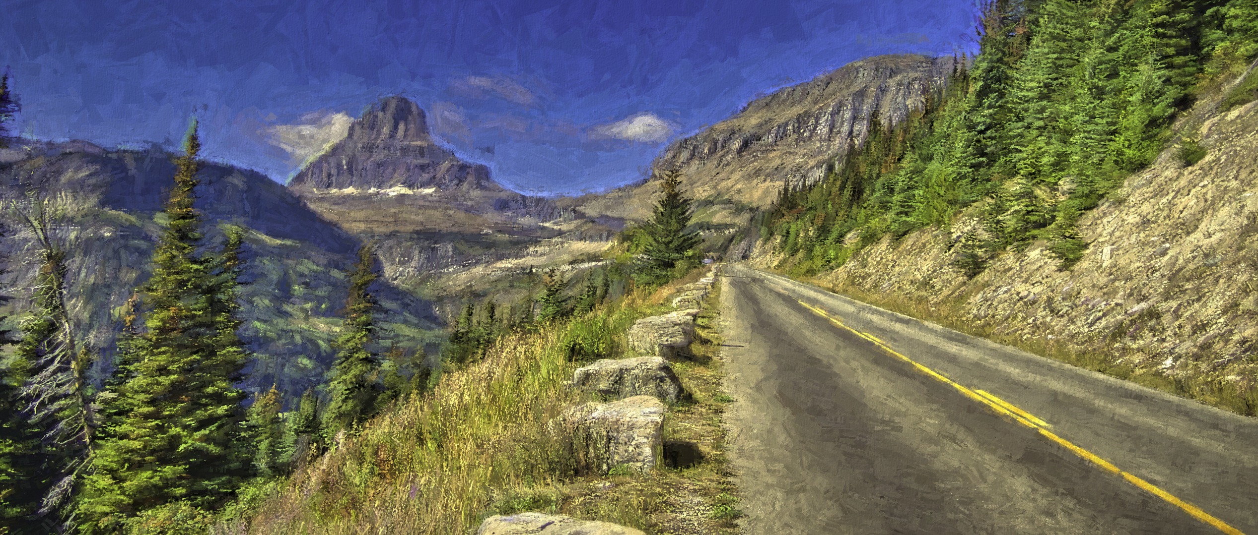 View from Going to the Sun road in Glacier National Park in Montana