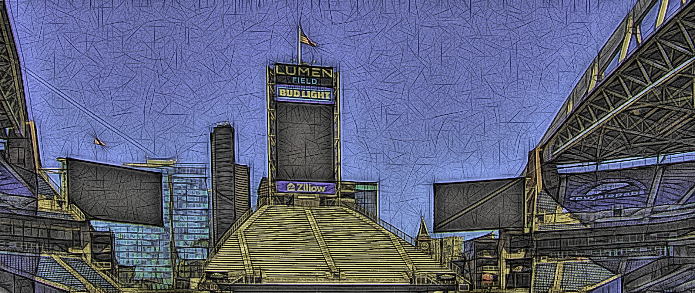 View of the north end of Lumen Stadium from inside in Seattle, Washington