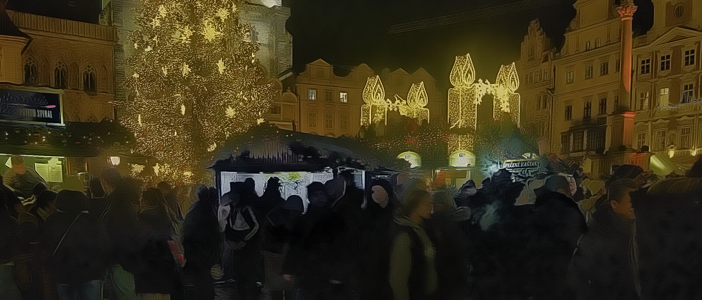 People at the Christmas market in Prague