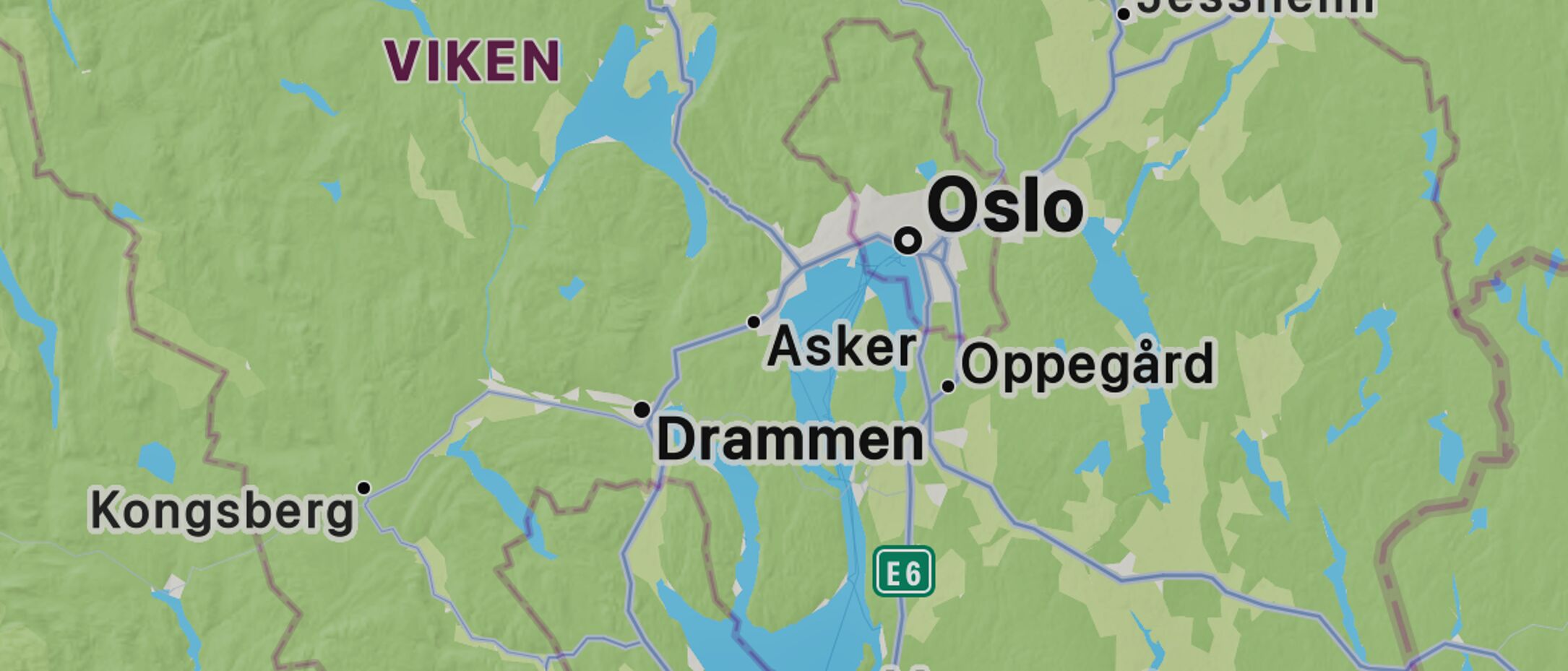Map of Norway emphasizing the city of Oslo